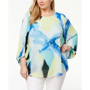 Alfani Womens Pleated Sleeve Pullover Blouse, Black, NWT